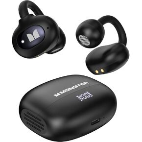 Monster Open Ear AC339 سماعات الرأس ، Bluetooth 6.0 سماعات أذن صوت استريو ، فتحة أذن مفتوحة اللاسلكي 40 ساعة تشغيل ، مع تصميم رقمي ذكي ، التحكم في اللمس ، IPX6 مقاوم للماء