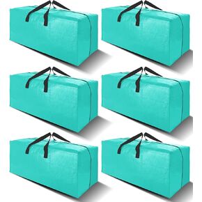 Heavy Duty Extra Large Moving Bags W/Backpack Straps - Strong Handles & Zippers, Storage Totes For Space Saving, Fold Flat, Alternative to Moving Box and Storage Bin (Set of 6, Black)