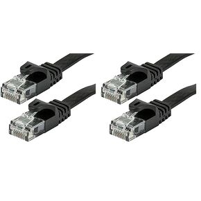 Monoprice Flat Cat6 Ethernet Patch Cable - 5 Feet - Black, Snagless RJ45, Flat, 550MHz, UTP, Pure Bare Copper Wire, 30AWG - Flexboot Series (Pack of 2)
