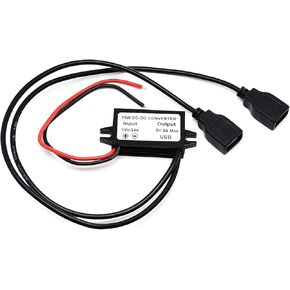 DC Converter Module 12V to 5V 3A 15W Regulator Step Down Car Power Converter Reduced Voltage Regulator Converter Car Power Converter Adapter with Dual USB Output Power Adapter