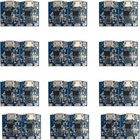 24 Pieces of 5V Boost Step Up Power modules with Lithium Battery Charging Protection Boards, Suitable for DIY Chargers, Equipped with LED Display Screens, USB and Micro Ports.