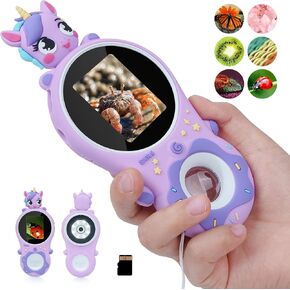 Unicorn Kid Microscope, Portable Handheld Magnifying Glass, Mini Digital Microscope for Kids, Educational Science Kit,Christmas Birthday Gifts for Age 3 4 5 6 7 8 Girls&Boys(Violet)