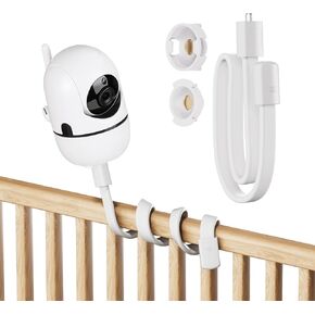 Baby Monitor Mount for HelloBaby HB65/HB6550/HB6558 & ANMEATE SM935E - 360° Adjustable No-Drill Camera Holder for Crib, Dresser, Shelf - Flexible Gooseneck Arm