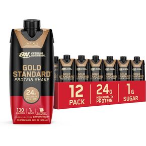 Optimum Nutrition Gold Standard Protein Shake, 24g Protein, Ready to Drink Protein Shake, Gluten Free, Vitamin C for Immune Support, Chocolate, 11 Fl Oz, Pack of 4 (Packaging May Vary) in Kuwait