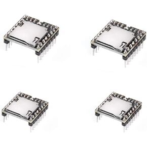 4-Piece Set of Mini MP3 Players, Audio Voice Modules Compatible with TF Cards and USB Drives, Suitable for DFPlayer, for Playing Audio, Voice, and Music