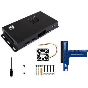 CM5 IO Board Metal Case for Official Compute Module 5 IO Board, Comes with Cooling Fan, 40PIN GPIO Adapter
