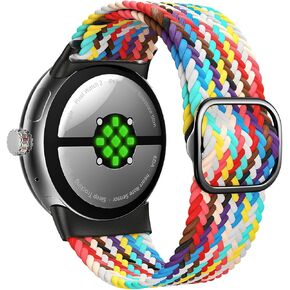 Braided Solo Loop Compatible with Google Pixel Watch 2 Band/Pixel Watch, Adjustable Stretchy Fabric Band Woven Strap Elastic Nylon Wristband for Women Men, Space Gray