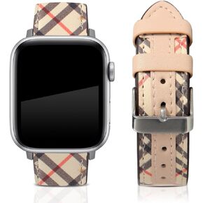 Designer Watch Band Compatible with Apple Watch 42mm 41mm 40mm 38mm 44mm 46mm 49mm for Women and Men, Stylish Leather Strap Classic Wristband Replacement for iWatch S10 S9 S8 S7 S6 S5 S4 S3 S2 S1 SE
