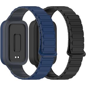2 Pack Bands Compatible with Xiaomi Smart Band 9 Active Band for Men and Women,Adjuseable Magnetic Sport Silicone Replacement Strap for Xiaomi Smart Band 9 Active Smartwatch
