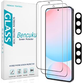 [2+2 Pack] Screen Protector for Samsung Galaxy S24 FE Tempered Glass with Camera Lens Protector, Anti Scratch, Bubble Free