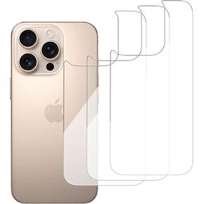 3 Pack Glass Back Screen Protector Compatible for iPhone 16 pro 6.3-Inch [9H Hardness]-HD Back Tempered Glass, Scratch Resistant,Easy Install，Crystal Clear