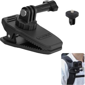 Backpack Clip Mount for DJI Osmo Action 5 Pro Accessories, with 1/4" Adapter Screw Head, 360° Adjustable Magnetic Mount for Gopro Hero 13, Osmo Pocket 3, for Insta 360 X4 Go3s Ace Pro Action Camera