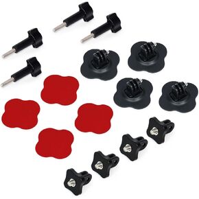Helmet Sticky Mounts Flexible Adhesive Buckle Mount Screw Accessory Kit Compatible with Gopro Hero 13 12 11 10 MAX 9 8 Insta 360 X4 X3 GO 2 3 AKASO Action Camera(16 in 1)