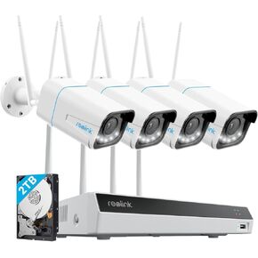 REOLINK WiFi Cam with WiFi NVR Bundle, 4pcs RLC-811WA with 1pc 12CH WiFi NVR, 2TB HDD Pre-Installed