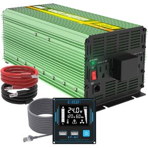 EDECOA 24V 3000 Watts Power Inverter DC 24V to 120V 110V AC with LCD and Dual USB Remote Controller ET-RC Remote Controller