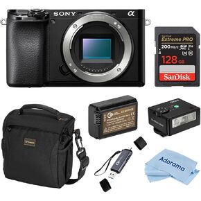 Sony Alpha a6100 Mirrorless Camera, Bundle with iM30 Mini Flash, 128GB SDXC Memory Card, NP-FW50 Battery