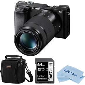Sony Alpha a6100 Mirrorless Camera with 16-50mm & 55-210mm Lenses, Bundle with 64GB SDXC Memory Card and Shoulder Bag