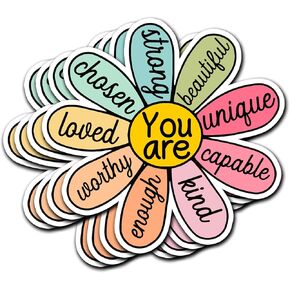 Pack 4PCS You are Beautiful Worthy You are Enough Stickers Positive Motivational Waterproof Vinyl Decals Decoration Water Bottle Laptop Phone Scrapbook Window Car Gifts Birthday Christmas