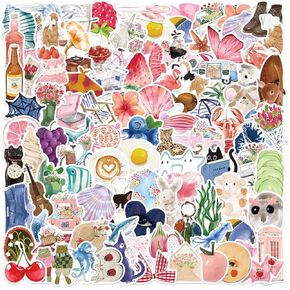 100 Pcs Cute Coquette Aesthetic Stickers, Girls Ballet Pink Vinyl Sticker, Waterproof Vinyl Laptop Stickers for Girls and Teenagers, for Laptops, Water Bottles, Guitar