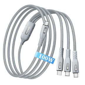 SIQIWO USB C Cable 100W Max,4ft 3 in 1 Braided USB C to USB C Splitter Charger Cord with 3 Type C Ports,Fast Charging for iPhone 16/15 Series,Samsung Galaxy S24,MacBook Air/Pro,Lenovo,iPad and More