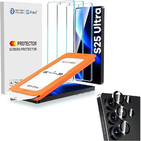 AACL 3-Pack S25 Ultra Glass Screen Protector + 1 Set of S25 Ultra Camera Lens Protector