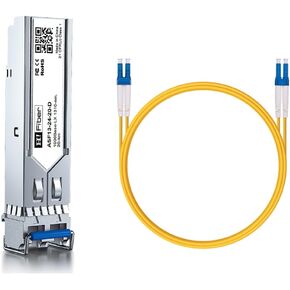 1Gb Singlemode Module with 1m OS2 LC to LC Fiber Cable, 1000BASE-LX/LH Compatible for Cisco GLC-LH-SMD, Meraki, Ubiquiti,Mikrotik, Intel, Netgear,D-Link and More