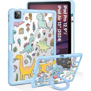 لـ iPad Pro 12.9 Case for iPad Air 13 Inch M3 2025 & M2 2024 CASE - Women Cute Girls with Stand and Pency Holder Cover Girly Flower Protection for Apple 12.9 inch for iPad Pro Air 13 2024/2025