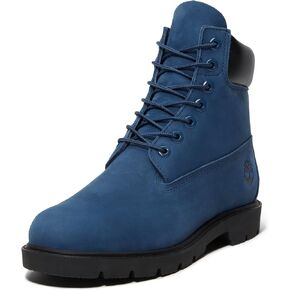 Timberland Men's 6 Inch Basic Waterproof Boots with Padded Collar, Dark Blue Nubuck, 12