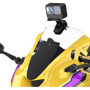 مقطع الزجاج الأمامي للدراجات النارية مقطع إطلاق سريع مقطع مقطع متوافق مع GoPro Hero 13 12 11 10 9 8 7 ، Insta360 X4 x3 x2 × واحد RS R ، DJI Osmo ، الهاتف الذكي (غير قابل للانتشار)