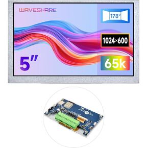 Waveshare ESP32-S3 5inch Display Development Board, 1024x600, 32-Bit LX7 Dual-Core Processor, Up to 240MHz Frequency, Supports WiFi & Bluetooth, with Onboard Antenna, No Touch