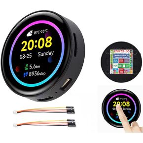 ESP32-S3 1.43inch AMOLED Touch Display Development Board, 466x466 QSPI Interface AMOLED Round LCD, Onboard Accelerometer and Gyroscope Sensor RTC Chip, ESP32 with Display, with CNC Metal Case