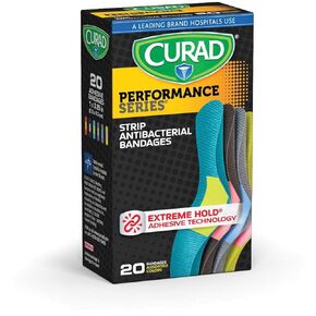 Curad-CUR5020 Performance Series Antibacterial Adhesive Bandages, 1 X 3.25 Inch, 20 count