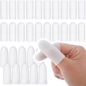 Silicone Finger Cots: Soft Thumb Protector 30 PCS Fingertip Covers for Cracked Finger, Arthritis, Eczema, Nail Tips Guards (30)