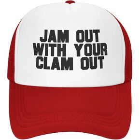 Jam Out with Your Clam Out Hat Unisex Adult Trucker Hats Adjustable Cap for Adults Classic Fishing Caps Red