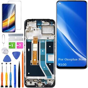 Screen Replacement for Oneplus Nord N100 Original, BE2011 BE2012 LCD Touch Panel Display Digitizer Assembly Repair Parts with Kit（Black with Frame）