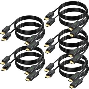 DisplayPort to HDMI Cable 6FT 10-Pack Black, DP to HDMI Display Port Cord for Computer, Monitor,HDTV, Projector and More