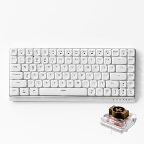 EWEADN MK100 Wireless Gaming Keyboard, Low Profile Mechanical Keyboard, Bluetooth/2.4GHz/USB-C Wired with White Backlight Quiet Keyboards Wireless, for Game/Office, for Windows, Mac, White
