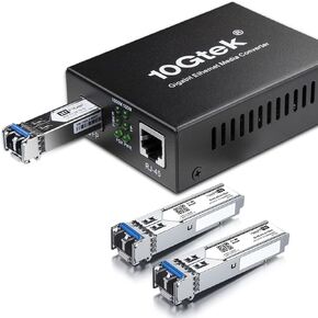 3 Pack 1.25G Single Mode SFP LC Module with SFP to RJ45 Media Converter, 10/100/1000M RJ45 to 1000Base-LX/LH Fiber Transceiver, for Cisco,Meraki and More,SMF, 1310nm, up to 20km (12.4miles)