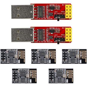 2PCS USB to ESP8266 ESP-01 Wireless WiFi Adapter + 5PCS ESP8266 ESP-01S Serial WiFi Wireless Transceiver Module
