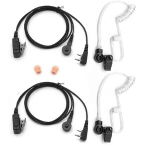 2x سماعة سماعة الأذن MIC PTT لـ Kenwood NX-220 NX-3220 NX3320 TK-2170 TK-3360 TH-D74 BAOFENG UV-5R UV-82 BF-F8HP BF-888S WOUXUN 2-PIN WALKIE مع أنبوب الهواء (2 PCS)