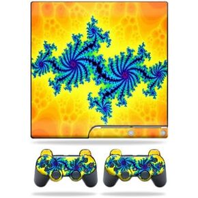 MightySkins Skin Compatible with Sony Playstation 3 PS3 Slim Skins + 2 Controller Skins Sticker Fractal Works