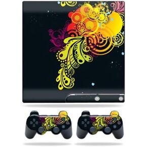 Mayyskins Skin متوافق مع Sony PlayStation 3 PS3 Slim Skins + 2 وحدة تحكم الجلود تزدهر