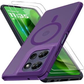 for Motorola Moto G Power 5G 2025 Case/Moto G Play 2025 Case with 2 Screen Protector, Compatible with Magsafe, Magnetic Military Grade Shockproof Phone Case Translucent Slim Bumper Cover, Blue