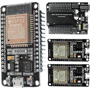 3-Pack ESP32 30-Pin Development Boards – 8MB Flash (2X Standard), WiFi & Bluetooth + Expansion Board | Compatible with Arduino IDE & MicroPython