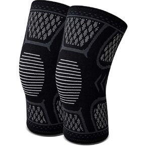 Compression Knee Sleeve for Men & Women - Knee Support Brace for Walking Running Sports Meniscus Tear ACL Injury Arthritis Pain Relief sleeves 2 Pack Black Medium