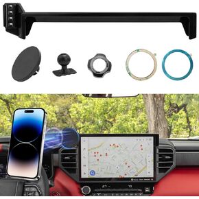 Compatible with Toyota Tundra Screen Phone Holder 2022-2024,3rd Gen Tundra/Sequoia Phone Mount Magnetic Navigation Bracket Anti-Shake,360 Degree Rotation Sequoia Screen Cell Mount(14in)
