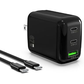 67W USB C Wall Charger, 3-Port GaN Fast Charger Block,Replacement for MacBook Pro/Air, iPad, iPhone 15/14/Pro, Galaxy, Pixel, Apple Watch and More