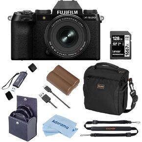 كاميرا Fujifilm X-S20 المرآة مع XF 16-50 مم f/2.8-4.8 R LM WR ، أسود ، حزمة مع بطاقة ذاكرة 128 جيجابايت وبطارية LI-ion ، مجموعة مرشح 58 ملم وحقيبة الكتف