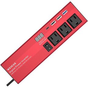HearGrow 600W Modified Sine Wave Power Inverter 12 Volt Vehicle Plug to 110V Car Charger Converter 4 USB Ports + AC Outlet for Car Appliances, Outdoor Camping, Emergency Backup