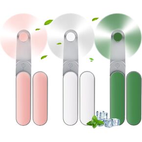 3 Pcs Handheld Mini Fan Bulk, 360°Rotate Powerful Portable Personal Fan [8-17 Working Hours], Foldable USB Rechargeable Battery Operated Eyelash Fans, Small Pocket Fans for Women Men Travel Outdoor